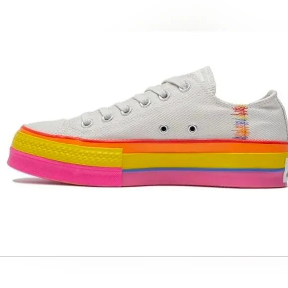 Converse Canvas Sneakers with Yellow and Pink Soles - Picture 2 of 5